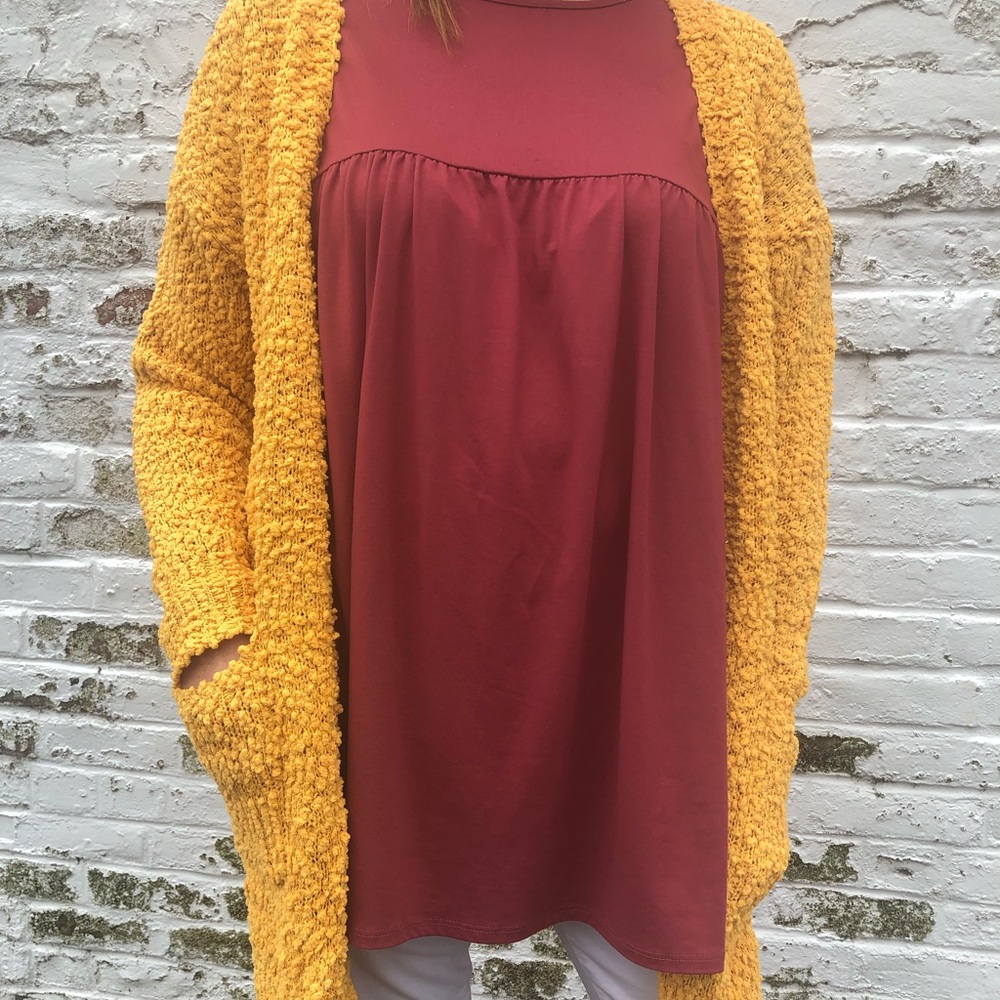 Mustard popcorn sweater